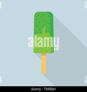 Green kiwi popsicle icon, flat style Stock Vector