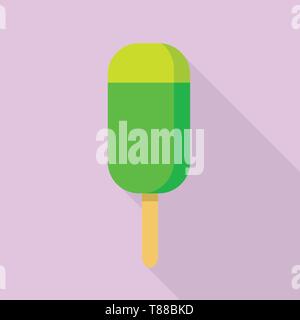Lime green popsicle icon, flat style Stock Vector