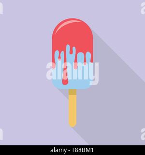 Blue red popsicle icon, flat style Stock Vector