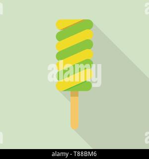 Lemon green popsicle icon, flat style Stock Vector