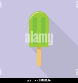 Green popsicle icon, flat style Stock Vector