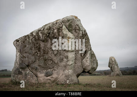 The Longstones known as Adam & Eve at Avebury, Wiltshire, UK Stock Photo