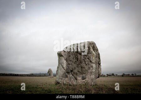 The Longstones known as Adam & Eve at Avebury, Wiltshire, UK Stock Photo