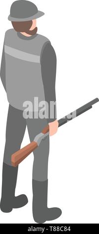 Modern hunter icon, isometric style Stock Vector