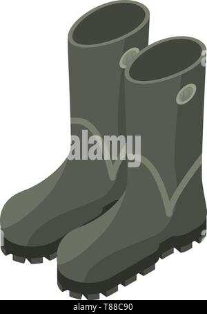 Hunter rubber boots icon, isometric style Stock Vector