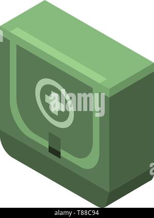 Hunter first aid kit icon, isometric style Stock Vector