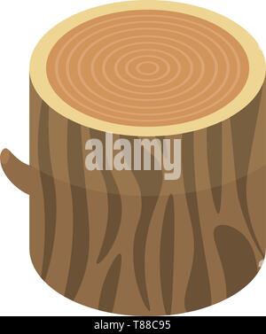 Wood stump icon, isometric style Stock Vector