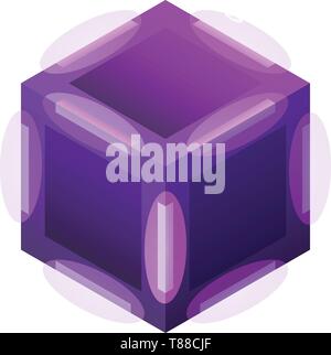 Violet cube icon, isometric style Stock Vector