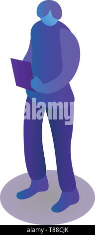 Fashion violet man icon, isometric style Stock Vector