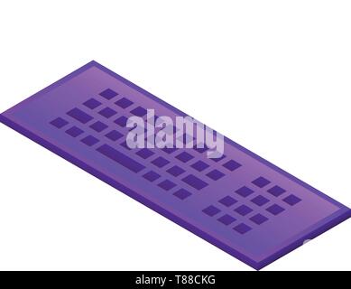 Violet keyboard icon, isometric style Stock Vector