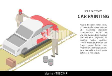 Car painting concept banner, isometric style Stock Vector
