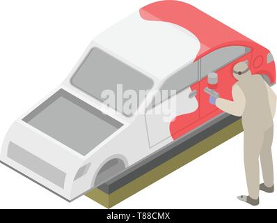 Man painted car icon, isometric style Stock Vector