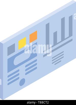 Graph chart card icon, isometric style Stock Vector