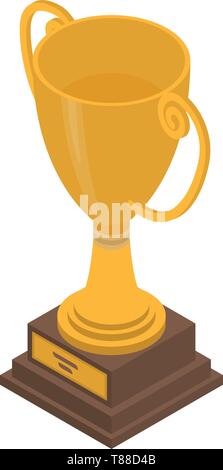 Gold boxing cup icon, isometric style Stock Vector