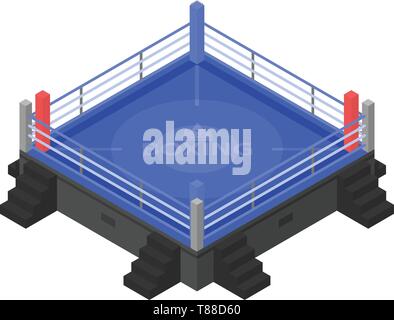 Modern boxing ring icon, isometric style Stock Vector