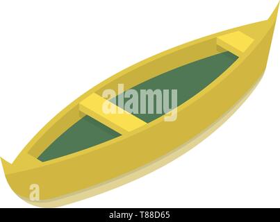 Yellow wood boat icon, isometric style Stock Vector