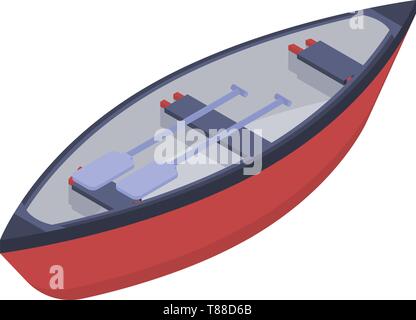 Red boat icon, isometric style Stock Vector