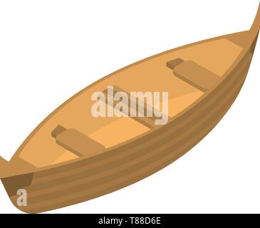 Wood boat icon, isometric style Stock Vector