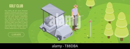 People golf club concept banner, isometric style Stock Vector