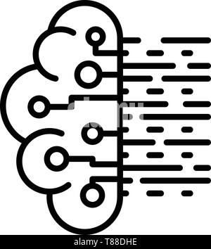 Half ai brain icon, outline style Stock Vector
