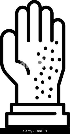 Mite on glove icon, outline style Stock Vector