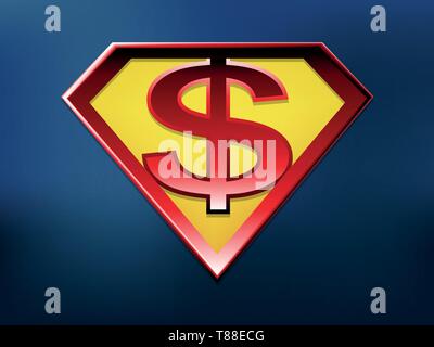 Dollarsign in superhero style, vector with depth Stock Vector