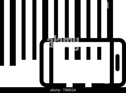 Smartphone barcode reading icon, outline style Stock Vector