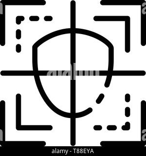 Face detection sight icon, outline style Stock Vector