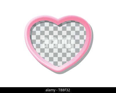Put your text or picture behind the pink heart silhouette with 3d effect, love concept Stock Vector