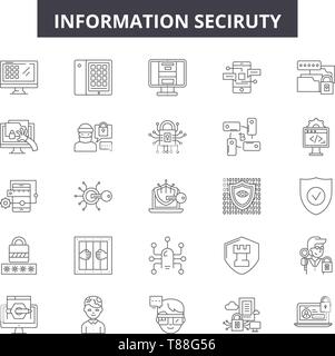 Safeguard linear icons set. Security, Protection, Defense, Insurance ...