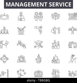Managment service line icons, signs, vector set, outline concept, linear illustration Stock Vector