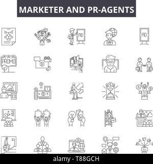 Influencer marketing linear icons set. Influencers, Branding, Social ...