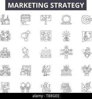 Marketing strategy line icons, signs, vector set, outline concept, linear illustration Stock Vector