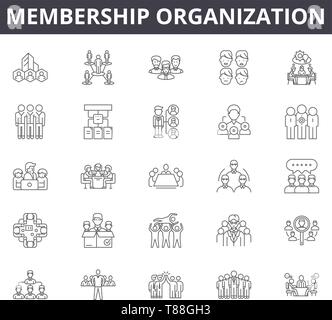 Membership organization concept line icons, signs, vector set, outline concept, linear illustration Stock Vector