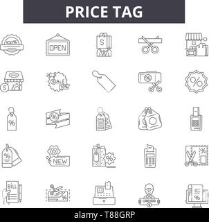 Price rag line icons, signs, vector set, outline concept, linear illustration Stock Vector