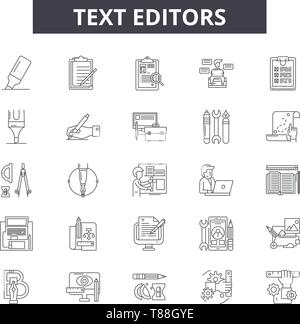 Text editors line icons, signs, vector set, outline concept, linear illustration Stock Vector