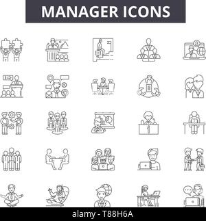 Executive management ideas, linear icons, line signs set, vector ...
