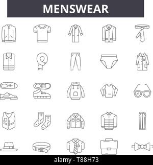 Menswear line icons, signs, vector set, linear concept, outline illustration Stock Vector