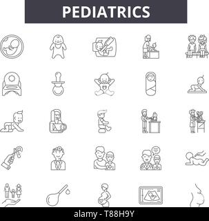 Pediatrics linear icon. Nurse with baby. Childcare. Premature newborn help.  Physician. Medical procedures. Thin line illustration. Contour symbol. Vec  Stock Vector Image & Art - Alamy