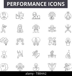 Performance line icons, signs, vector set, linear concept, outline illustration Stock Vector