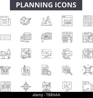 Planning line icons, signs, vector set, linear concept, outline illustration Stock Vector