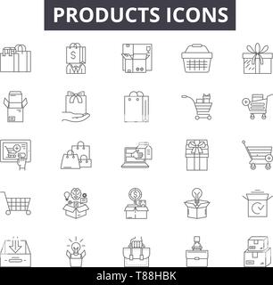 Products line icons, signs, vector set, linear concept, outline illustration Stock Vector