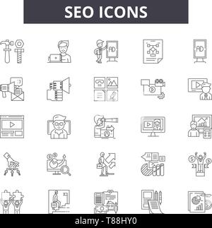 Ranking ideas, linear icons, line signs set, vector collection Stock ...