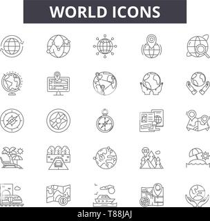 World line icons, signs, vector set, linear concept, outline illustration Stock Vector