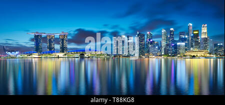 Panorama view of Singapore cityscape skyline ,night scene .