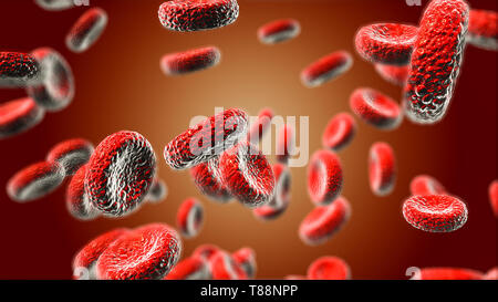 Red blood cells Use as a medical illustration is a 3d image and the word is written. Stock Photo