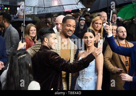 Mena Massoud, Will Smith and Naomi Scott attending a photocall for ...