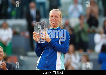 Madrid, Spain. 11th May, 2019. Kiki Bertens (NED) Tennis : Kiki Bertens of Netherlands celebrate during Winning ceremony of singles final match on the WTA Tour Mutua Madrid Open tennis tournament at the Caja Magica in Madrid, Spain . Credit: Mutsu Kawamori/AFLO/Alamy Live News Stock Photo