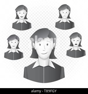 women template with emotions Stock Vector