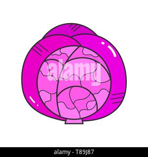 Purple Cabbage Is A Healthy Vegetable Flat Trend Vector Illustration On White Background Stock Vector